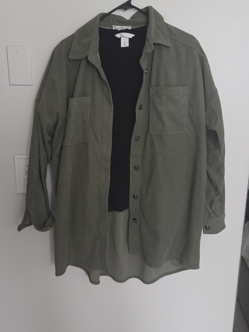 Blue Blossom Olive Green Top - M